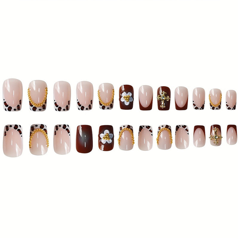 Dekoratives Florales Press-On Nagelset Karnz