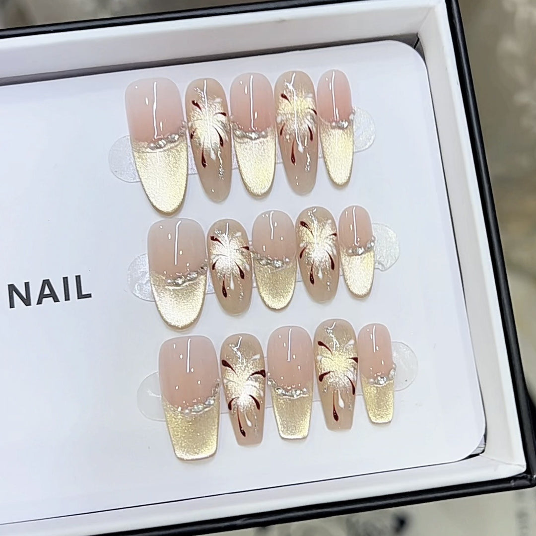 Künstlerisches florales Muster Press-On Nagelset Karnz
