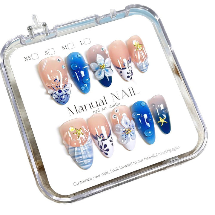 Künstlerisches florales Press-On-Nagelset Karnz