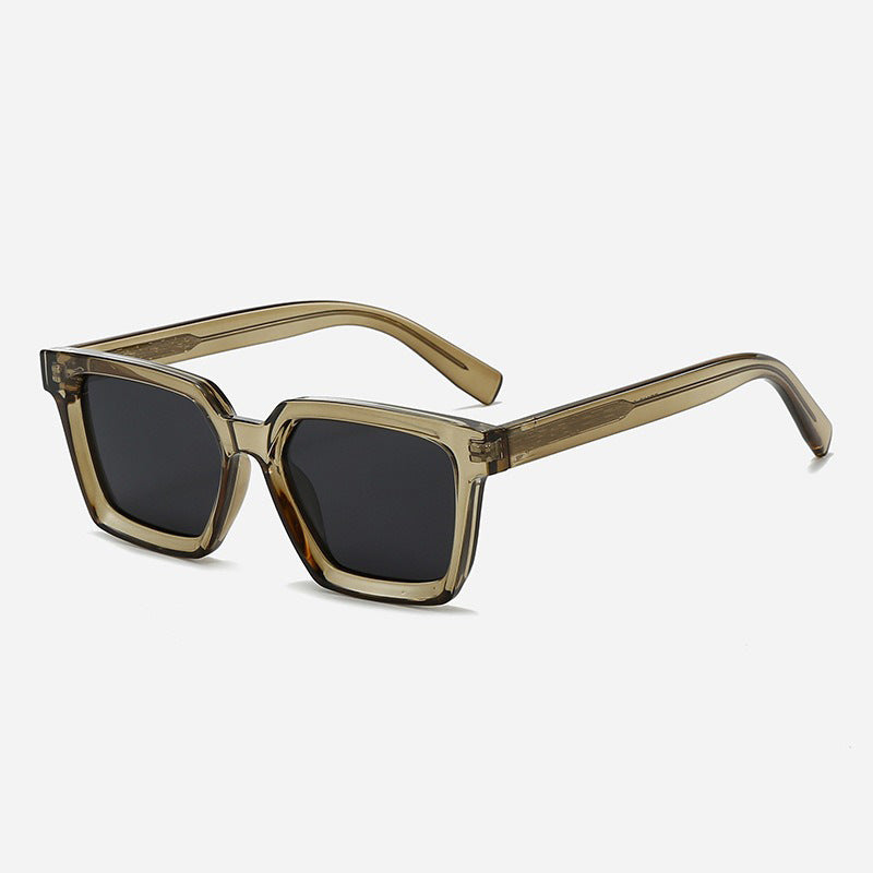 Damen quadratische Sonnenbrille mit transparentem Rahmen und polarisierenden Gläsern Karnz