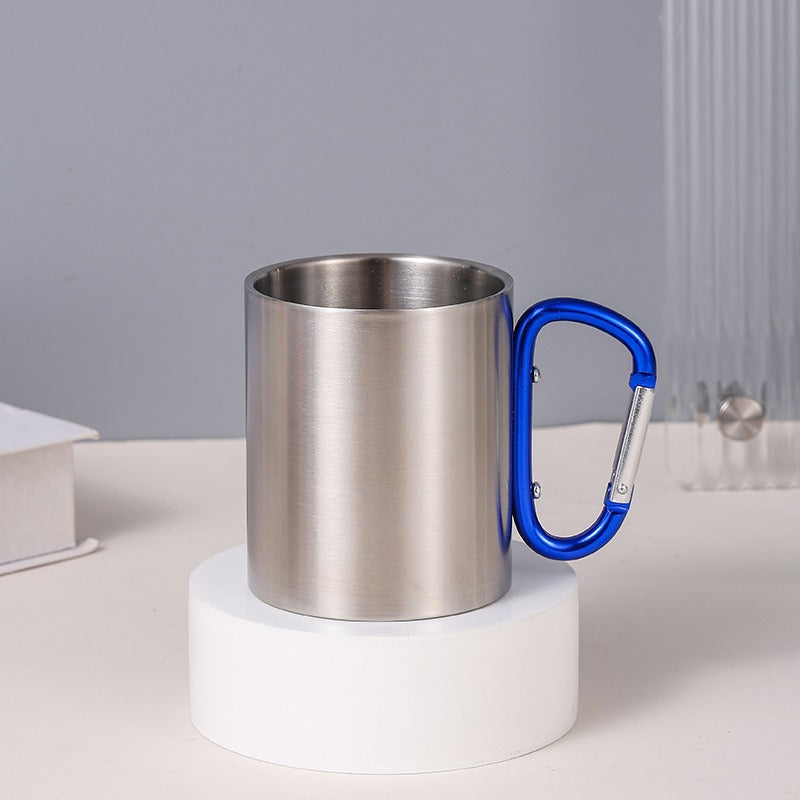 Damen Edelstahl Kaffeebecher mit Karabinergriff Karnz