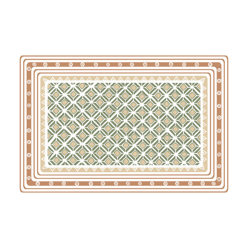 Runde abwischbare Tischunterlage aus PVC mit rutschfester Rückseite und retro-geometrischem Muster