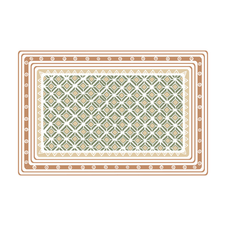 Runde abwischbare Tischunterlage aus PVC mit rutschfester Rückseite und retro-geometrischem Muster