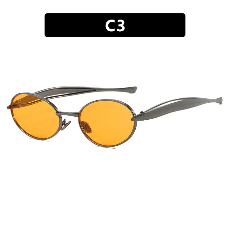 Damen modische Sonnenbrille mit ovalem Rahmen und funkelnden Details Karnz