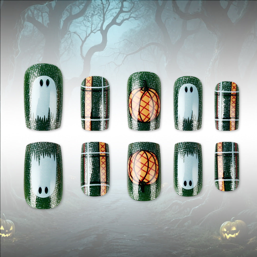 Pumpkin-Themen Press-On Nagelkunst Set Karnz