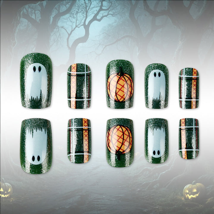 Pumpkin-Themen Press-On Nagelkunst Set Karnz