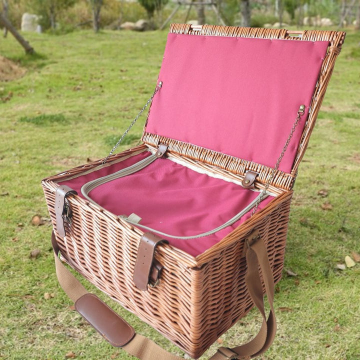 Damen Picknickkorb mit abnehmbaren Fächern und klassischem Gingham-Muster Karnz