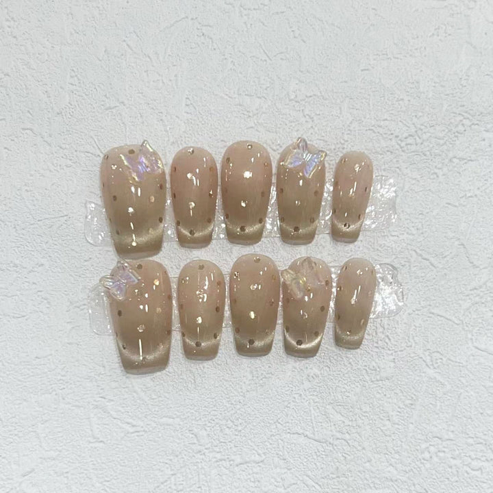 Premium Press-On Nail Set mit irideszenten Akzenten Karnz