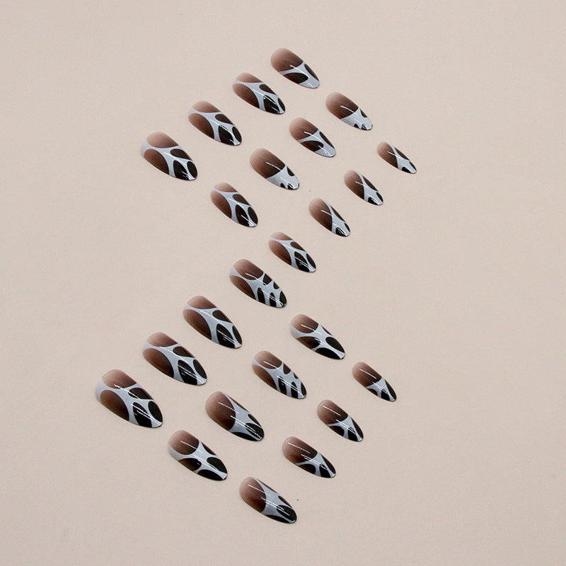 Künstlerisches Press-On-Nagelset mit abstraktem Design