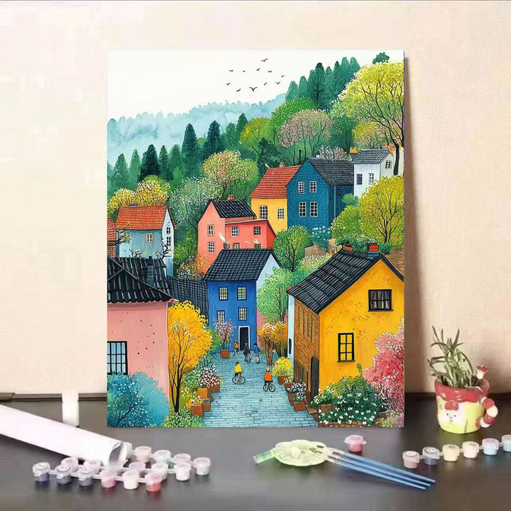 Scenic Village Malen nach Zahlen Kunstset Karnz