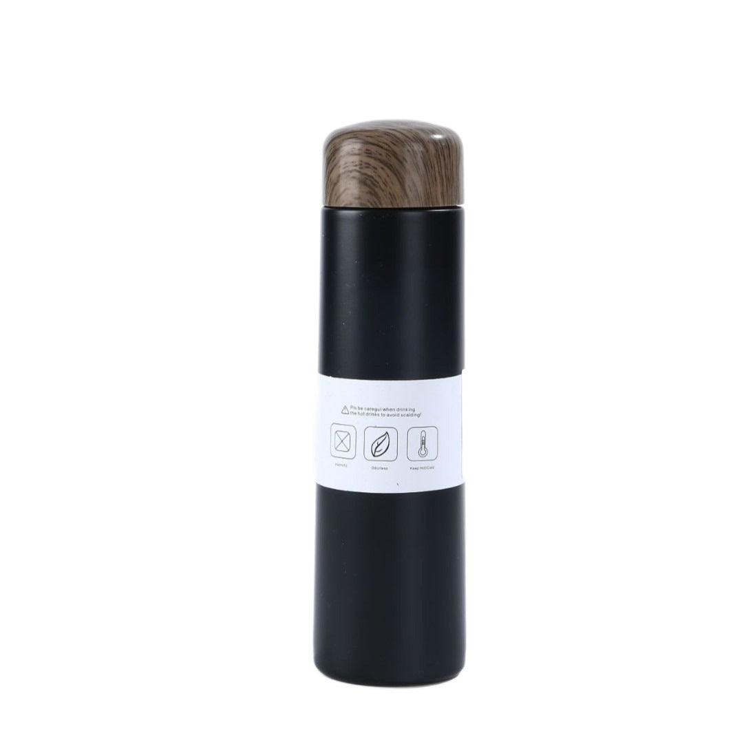 Damen vakuumisolierte Wasserflasche mit innovativem Holzdeckel Karnz