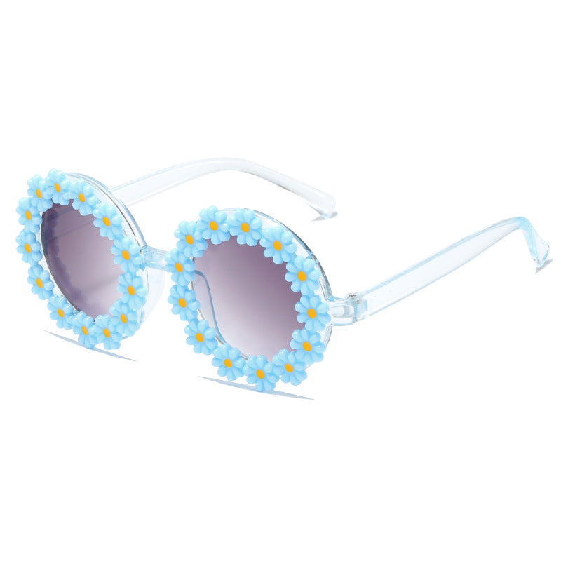 Damen stylische Sonnenbrille mit floralen Applikationen Karnz