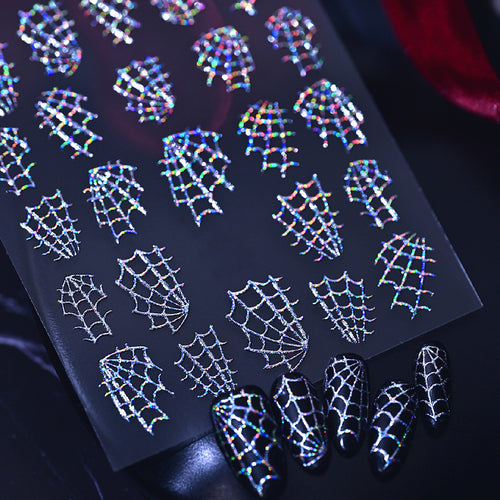 Glänzende Spinnennetz-Nagelkunst-Decals