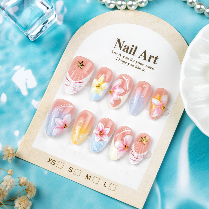 Künstlerisches florales Press-On-Nagelkunstset