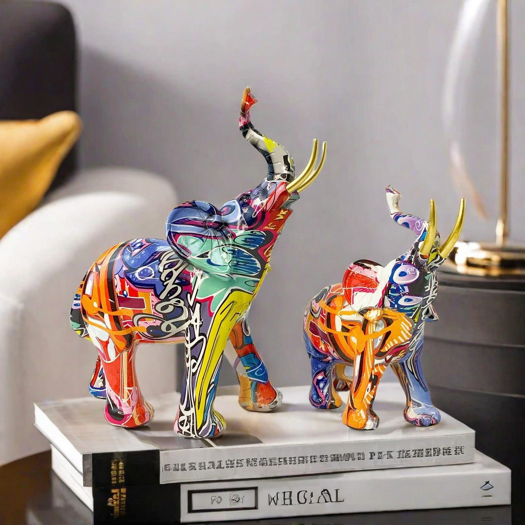 Kreative Elefantenfigur mit farbenfrohem Design Karnz