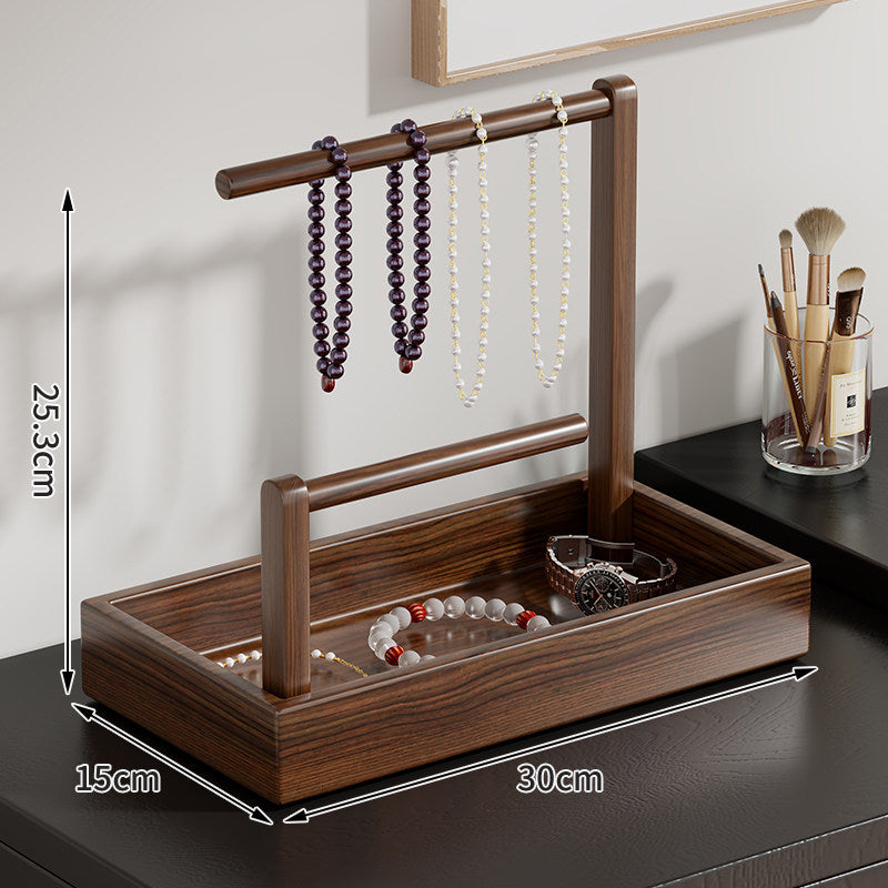 Holz Schmuck Organizer mit zwei Ebenen und Aufhängebügeln