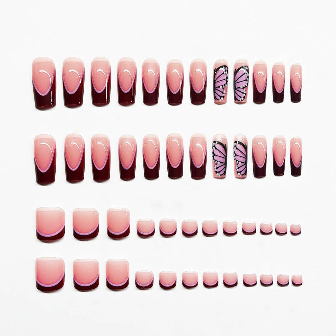 Künstlerisches Schmetterling Press-On Nagelset Karnz