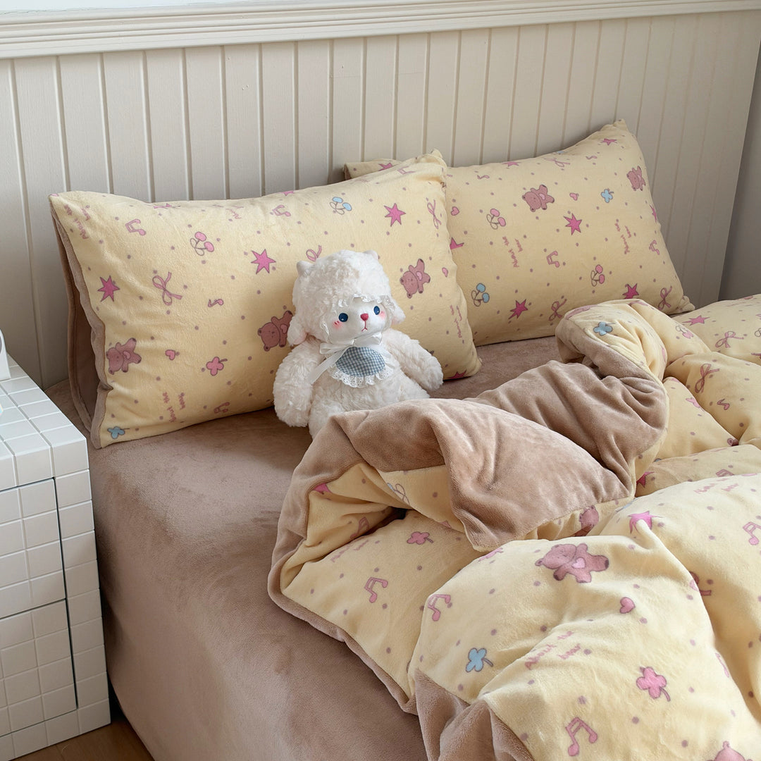 Süßes Themen-Fleece-Bettwäsche-Set