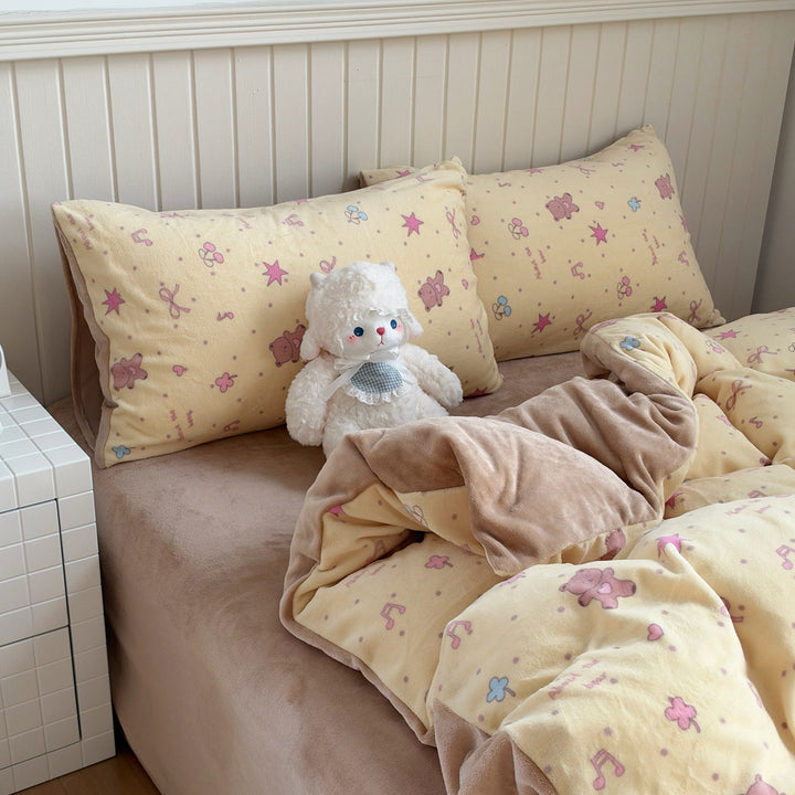 Süßes Themen-Fleece-Bettwäsche-Set