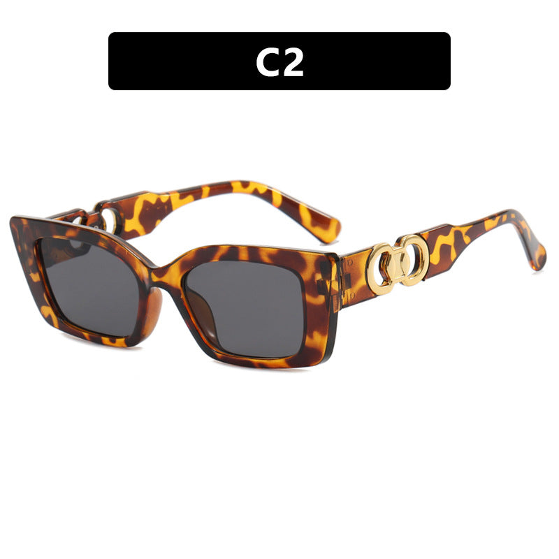 Damen modische quadratische Sonnenbrille mit goldenen Verzierungen Karnz