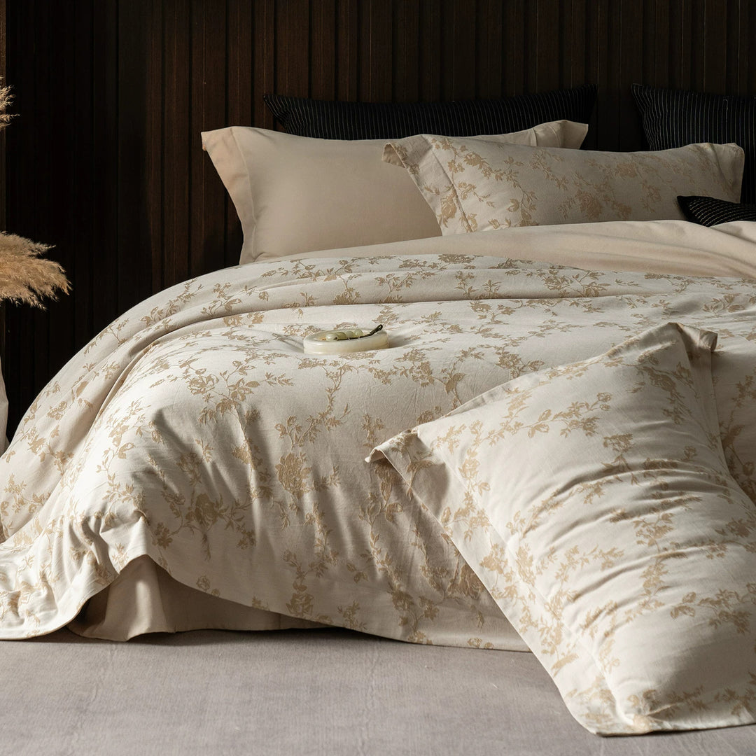 Luxus Baumwollsatin Wendebettbezug Set mit scrollendem Jacquarddruck und maßgeschneideter Säume