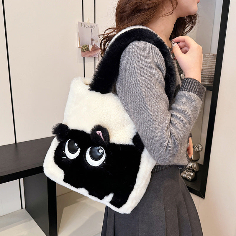 Verspielte Plüsch-Handtasche im Katzenmotiv