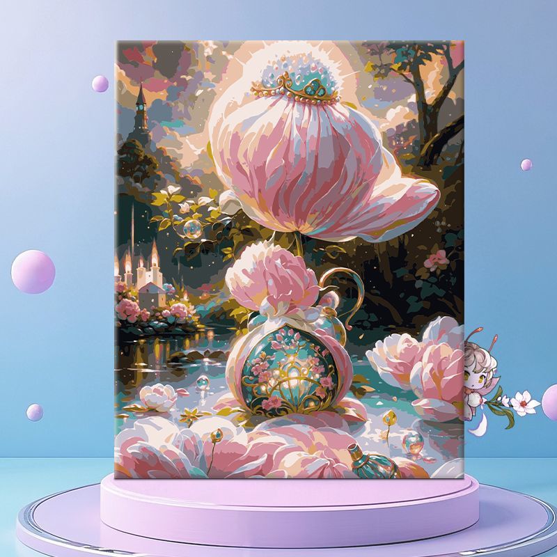 Verspielt Florale Fantasie Leinwand Wanddekoration Karnz