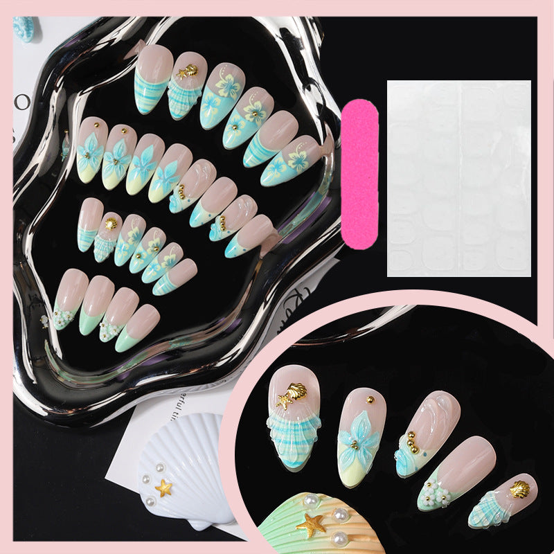 Künstlerisches tropisches floral Press-On Nagelset Karnz