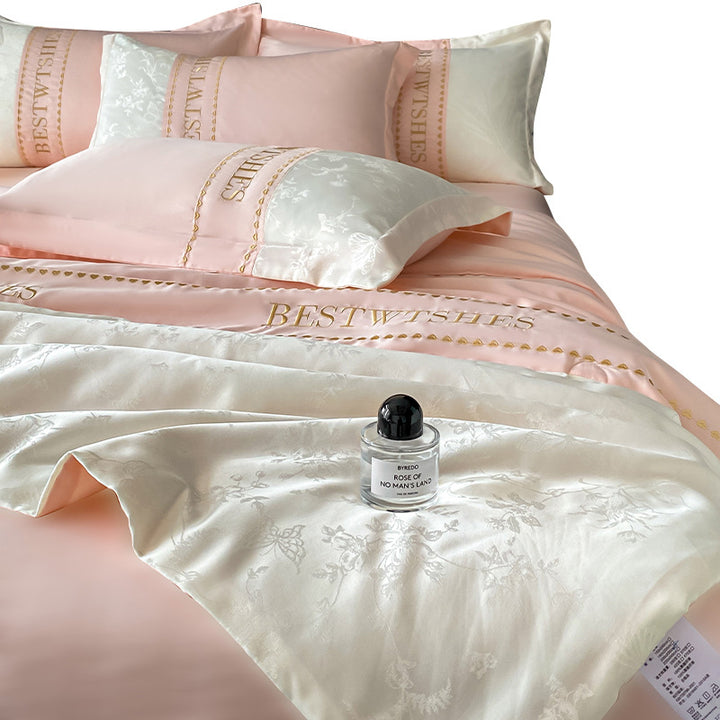 Satin Blumenmuster Bettwäsche Set