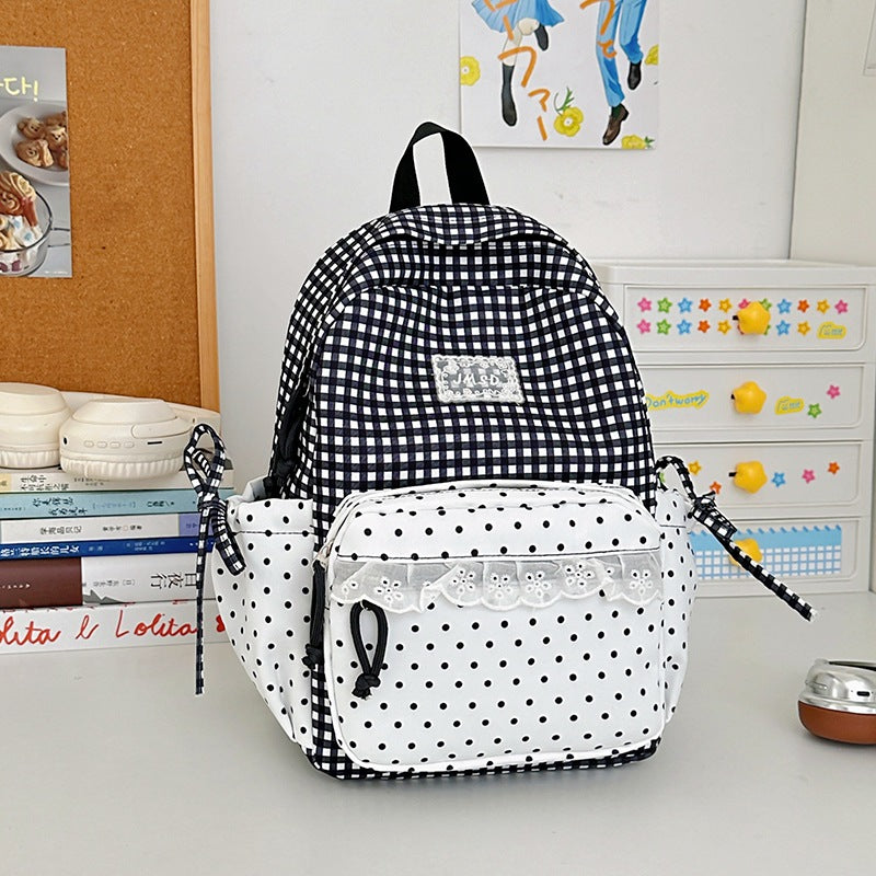 Stilvolle Gingham-Muster-Rucksack Karnz