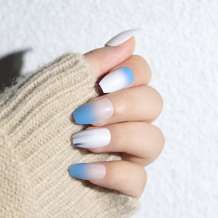 Ombre Matte Lange Press-On Nägel Karnz