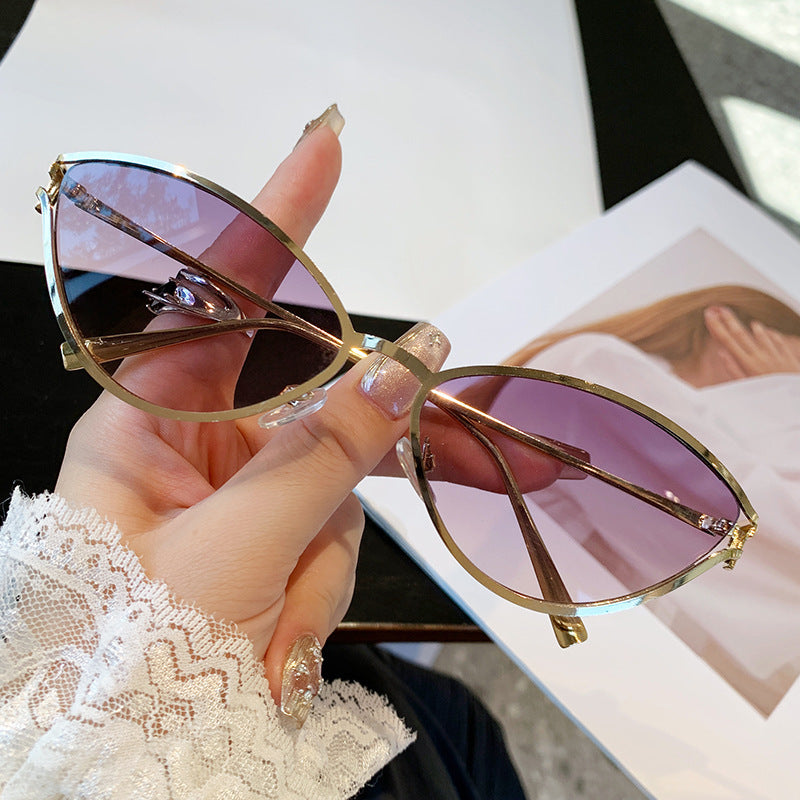 Damen Cat-Eye Sonnenbrille mit elegantem Metallrahmen und UV-Schutz Karnz