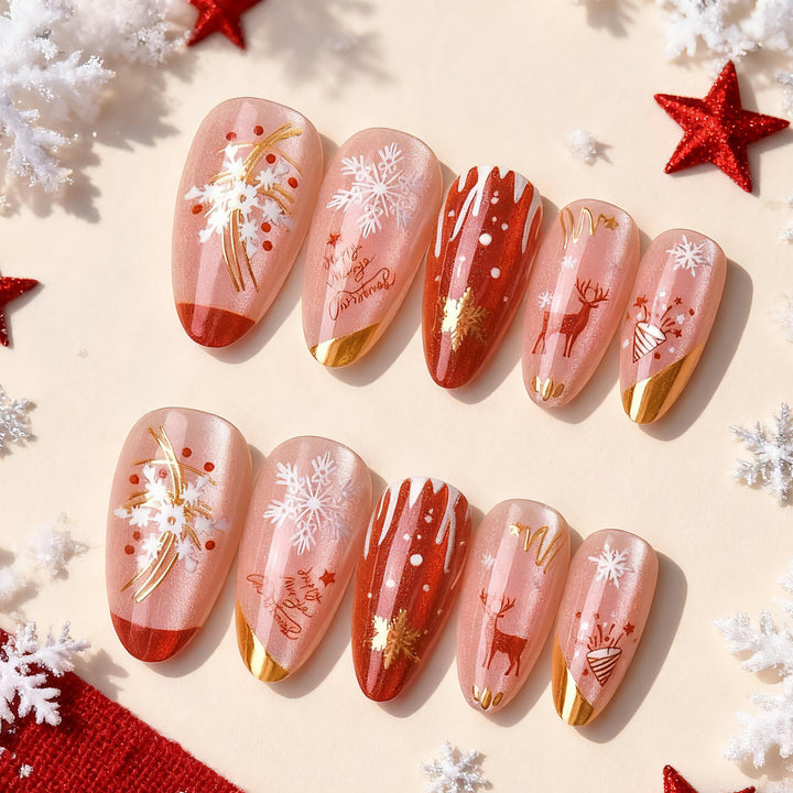 Festliches Themen-Weihnachts-Press-On-Nagelkunst-Set