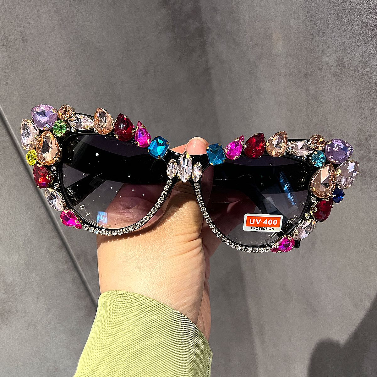 Damen Glamouröse Kristall-Sonnenbrille Karnz
