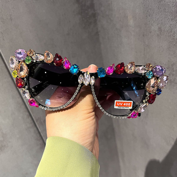 Damen Glamouröse Kristall-Sonnenbrille Karnz
