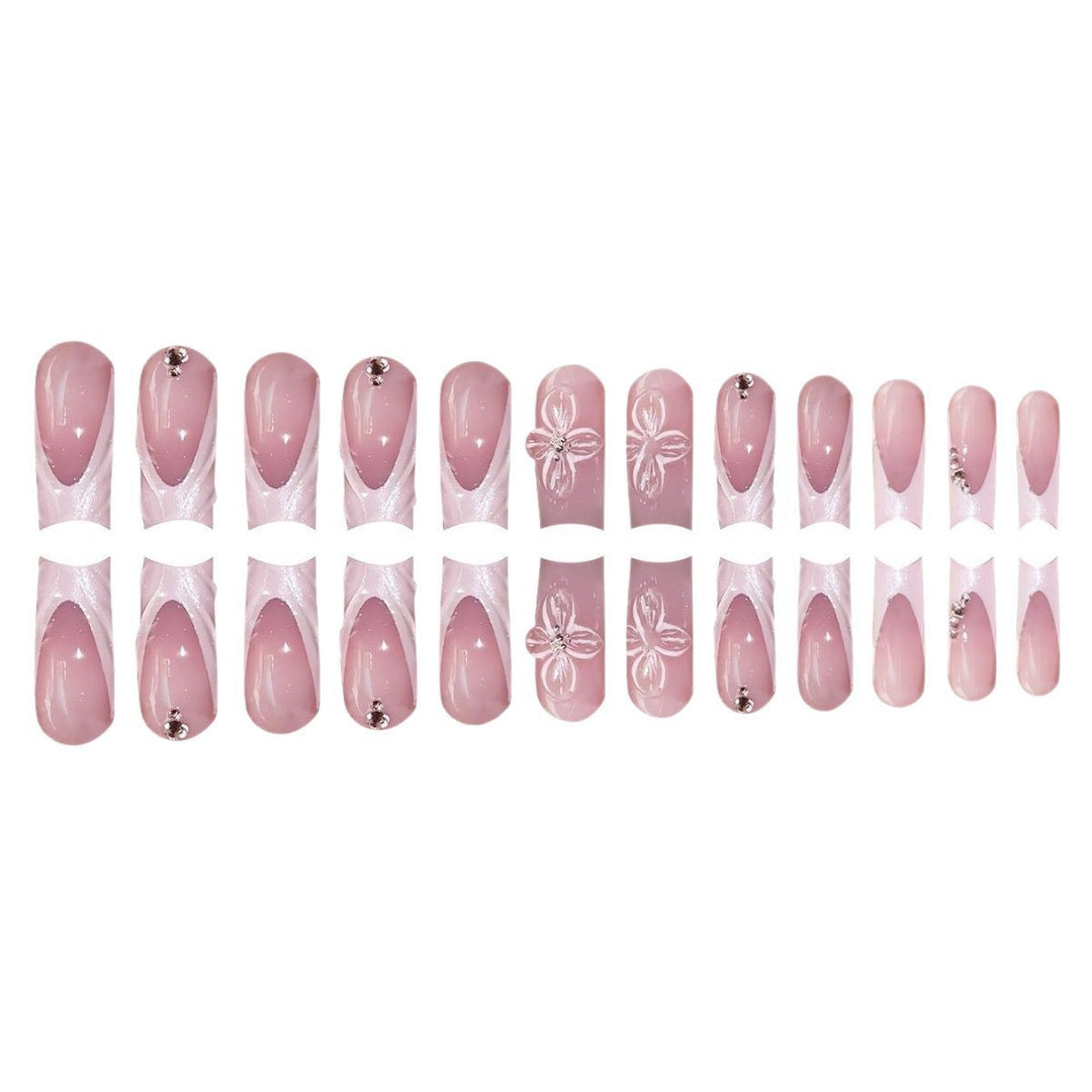 Elegante Blumen Press-On Nagelkunst Karnz