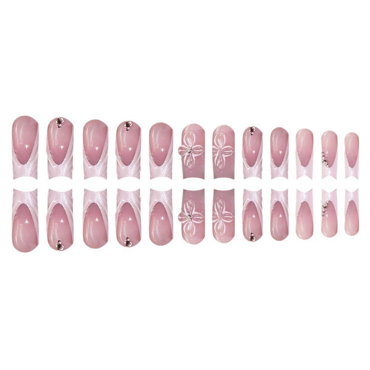Elegante Blumen Press-On Nagelkunst Karnz