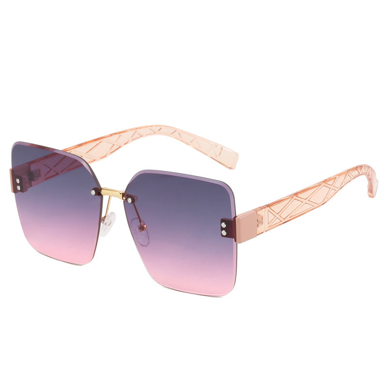 Damen oversized quadratische Sonnenbrille mit modischem Dekor Karnz