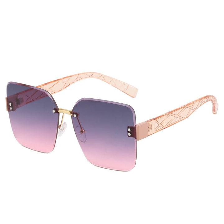Damen oversized quadratische Sonnenbrille mit modischem Dekor Karnz