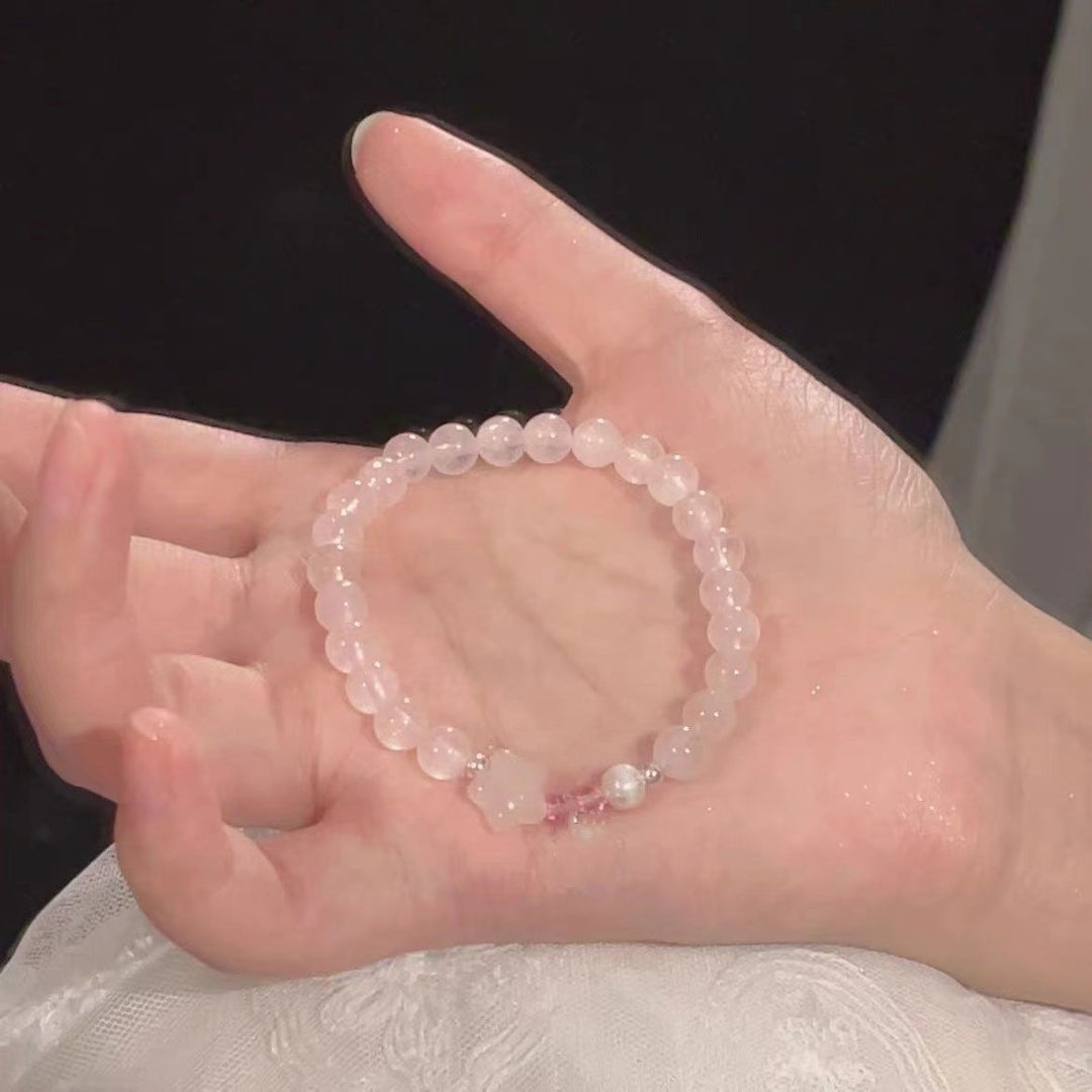 Elegante Rosenquarz Dehnbare Armbanduhr Karnz