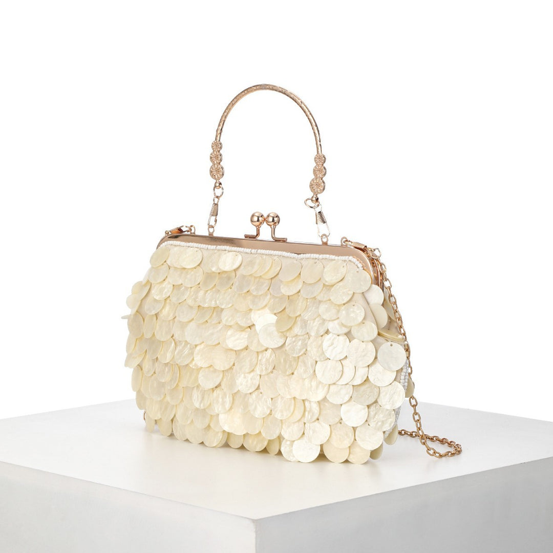 Elegante Muschel-Pailletten Abendhandtasche