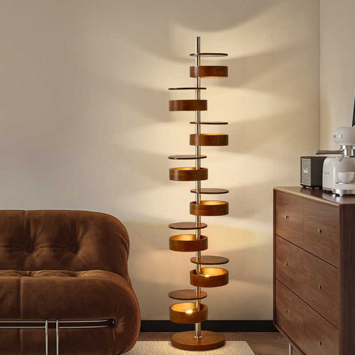 Spiral Stehlampe mit mehreren Lichtscheiben