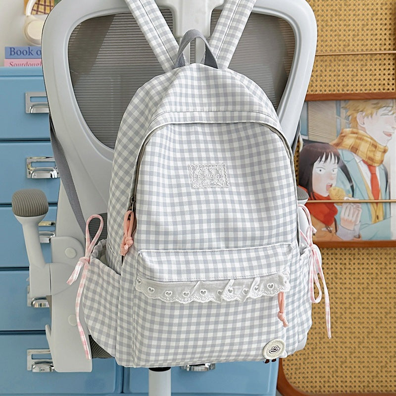 Süßer Gingham-Print-Rucksack Karnz