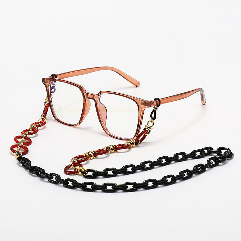Modische Quadratische Rahmenbrille mit Dekorativer Kette Karnz