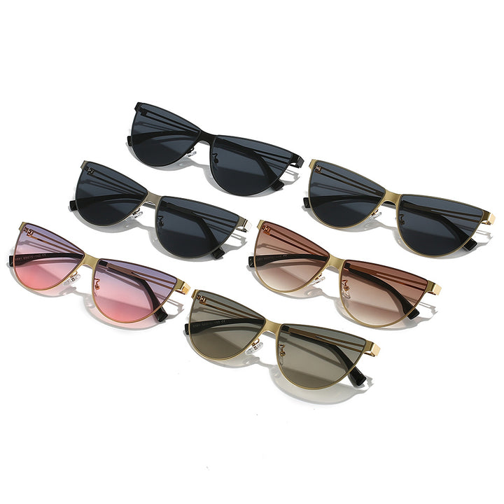 Damen Modische Cat-Eye Sonnenbrille mit elegantem Metallgestell Karnz
