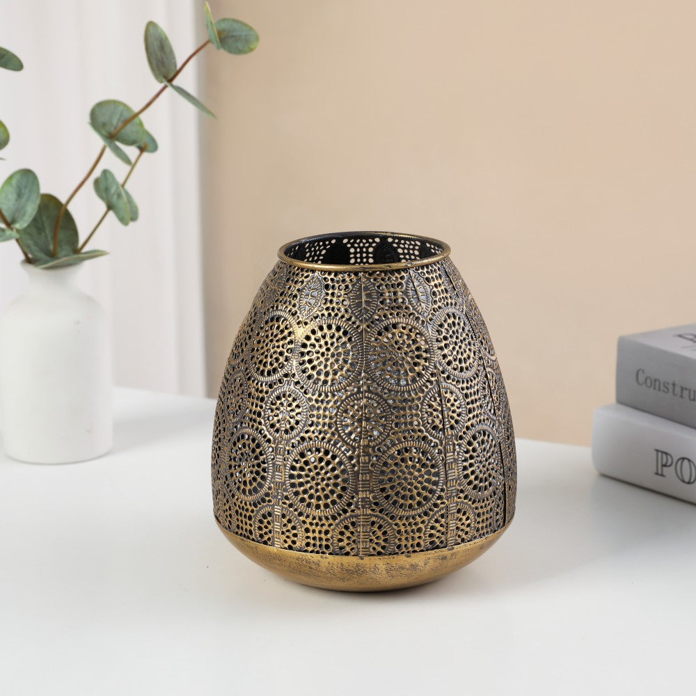 Antike Stil Filigran Metall Teelichthalter Laterne Karnz
