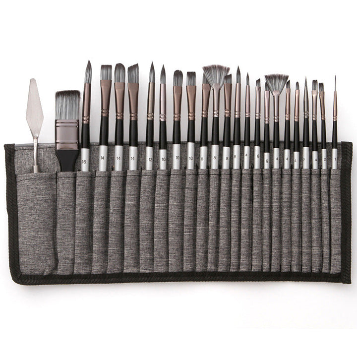 Pinselset 24-teilig mit Rollmappe und Malmesser | Karnz
