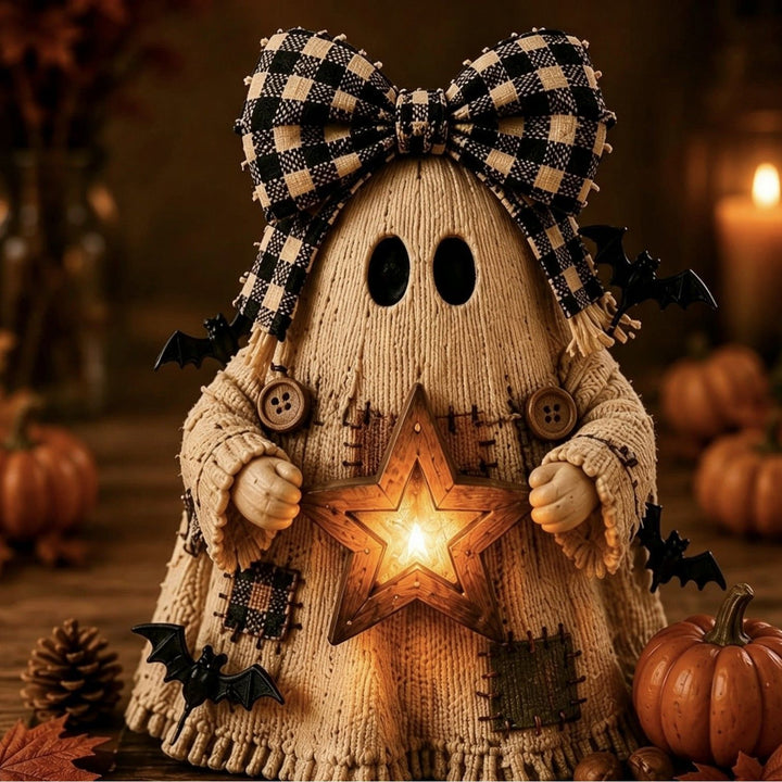 Handgefertigte Halloween-Deko Kürbis-Vogelscheuche mit Laterne