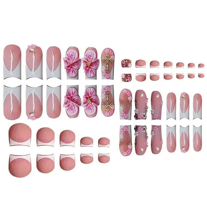3D Floral Decorative Press-On Nails Set Karnz