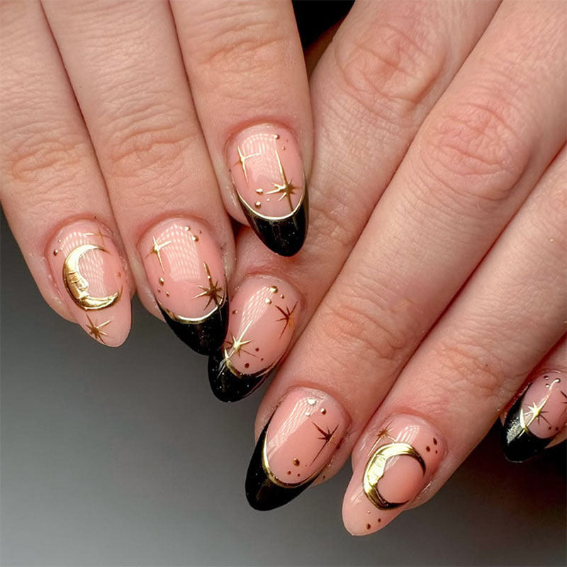 Elegante goldbeschichtete Stiletto-Press-On-Nägel